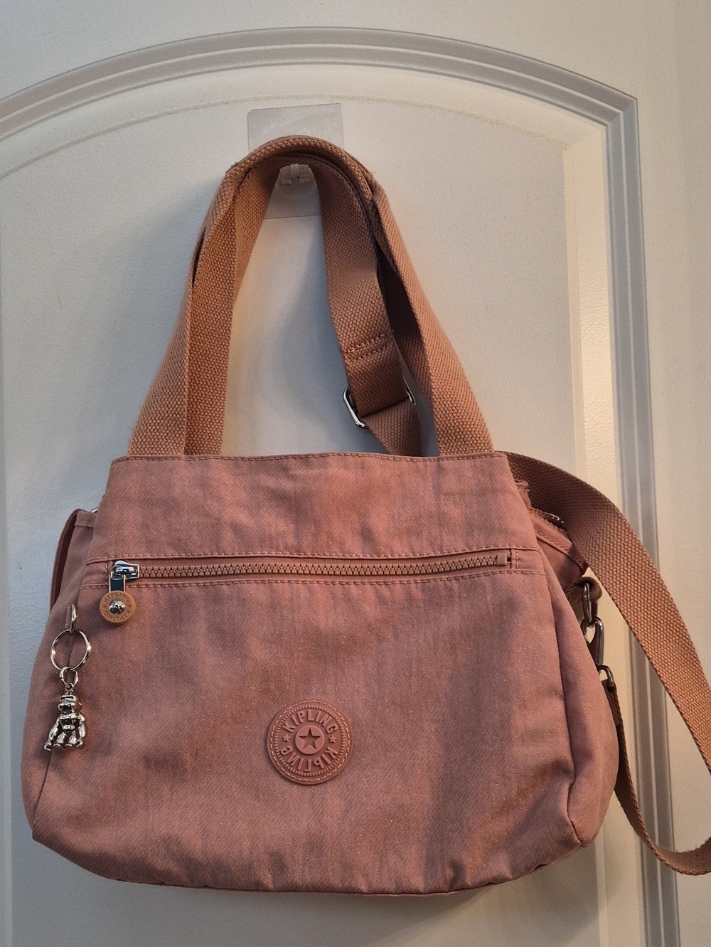 Kipling Blush Pink Crossbody Bag with Tan Strap